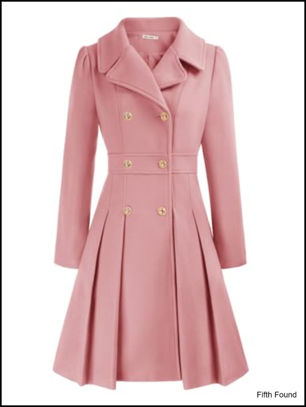 Women's Trench Coat A-Line Notch Lapel Double Breasted Thick Pea Coat with